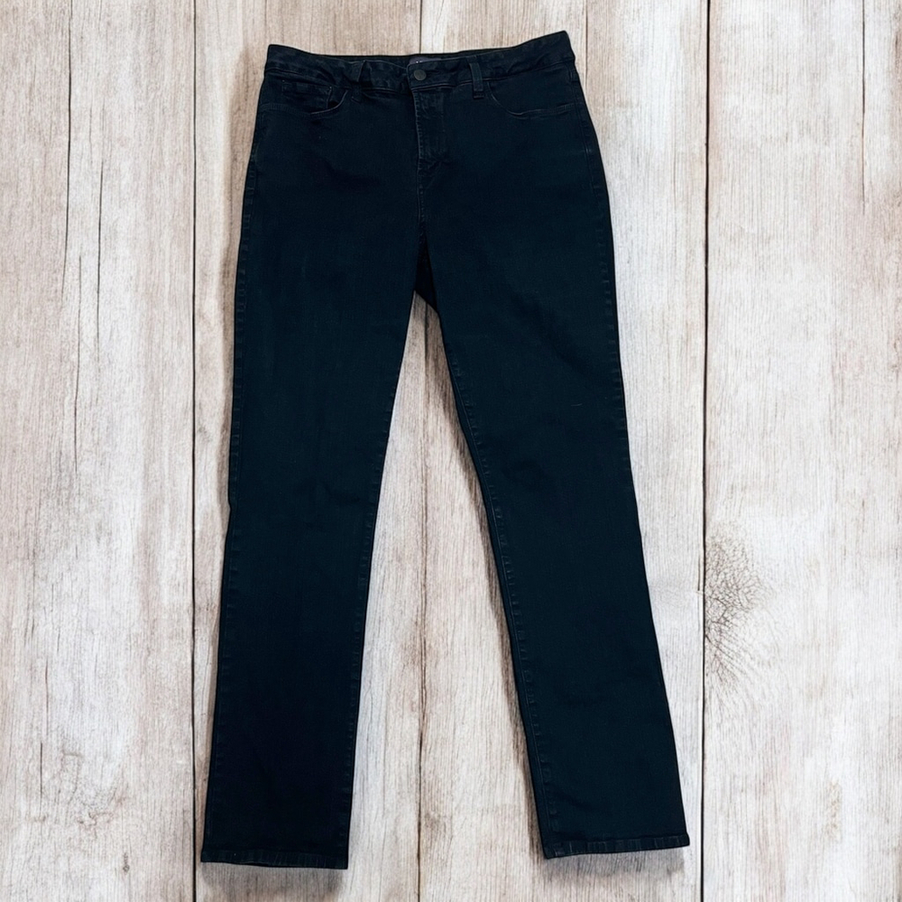NYDJ Sheri Slim Jeans Black Size 14 Lift Tuck Technology Made in USA